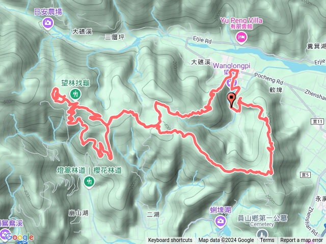 2024-04-14 宜蘭望龍埤～鎮龍山（飛龍步道）～大湖山~雙月湖~燈篙林道~肖楠步道~挑夫古道~湖山國小雙O繞預覽圖