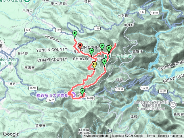 華山新加坡停車場好漢坡-雲嘉五連峰-龜仔頭-梅花步道-梅山太平老街-梅山太平32彎-大眾爺廟-龜仔頭