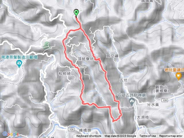 四分尾山－九層坪山－姑娘山－雞冠山－松柏崎山－紙寮山O型