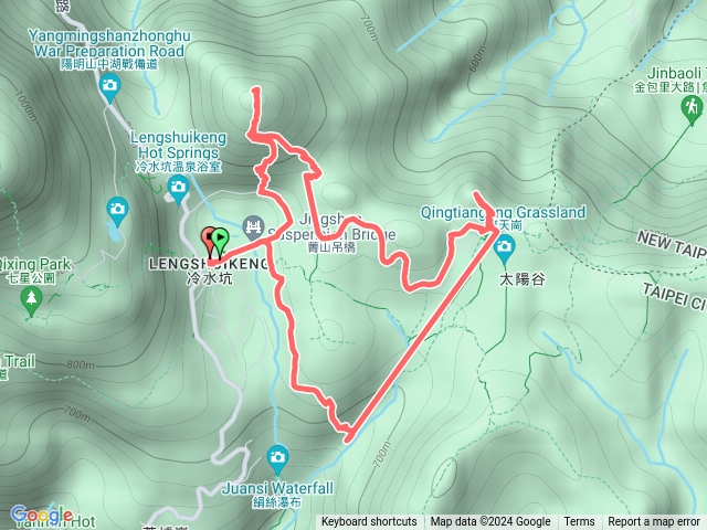 冷水坑→七股山→擎天崗山→擎天崗→竹篙山腰路→冷擎步道秘踁→冷水坑