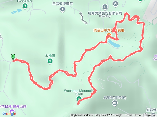 石門路70號登山口-直上山中湖-文筆山登山口到五城山（不直下而選原路折返）