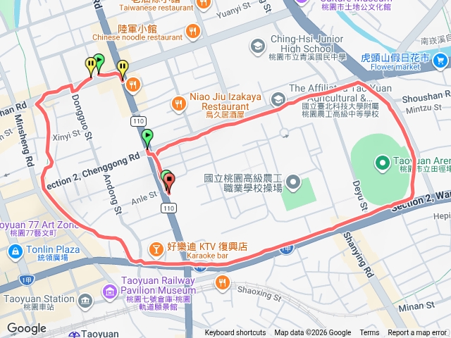 東園宮-北大附工-桃園巨蛋-東園溪徒步街-東園宮