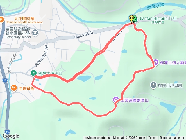 2026.10.21 劍潭古道東端出入口 ↔ 西端出入口來回預覽圖