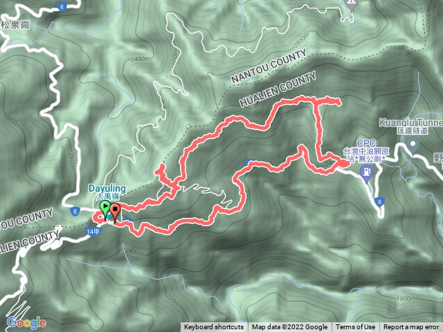 合歡古道、卯木山、關原駐在所、出觀雲山莊。