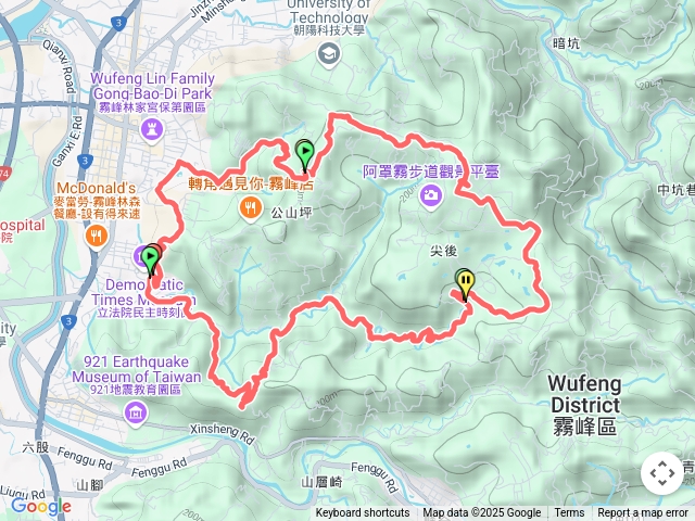 霧峰好漢坡、尖後、朝陽國家公園、阿罩霧山、望月峰獻堂步道、省議會
