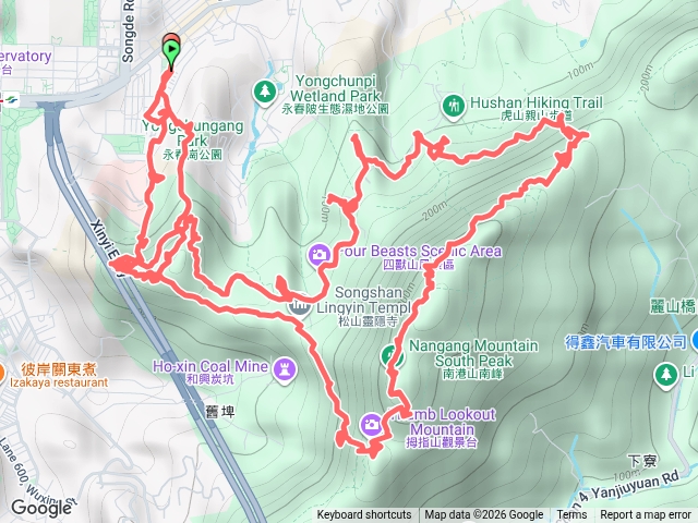 台北四獸山、南港山、拇指峰O型走法預覽圖