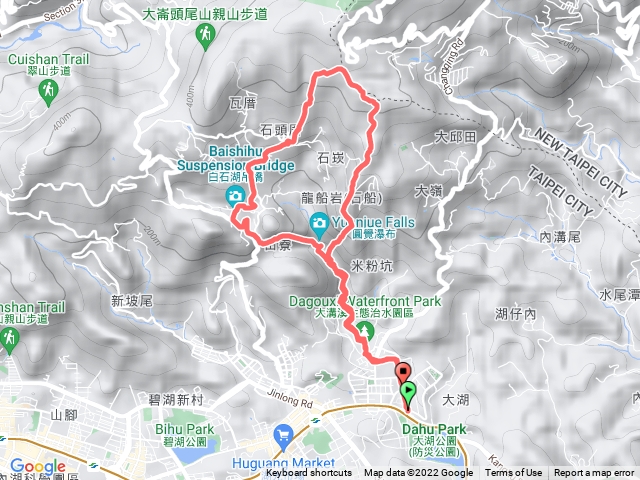 2022.04.10大溝溪溪畔步道-龍船岩 -開眼山-白石湖山-白石湖吊橋-圓覺瀑布O型