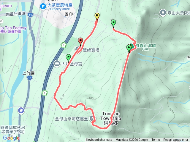 銅鑼雙峰山-雙峰路路口到慈惠宮