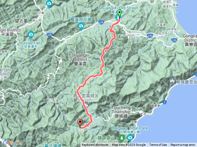 雙溪火車站->烏山越嶺古道登山口