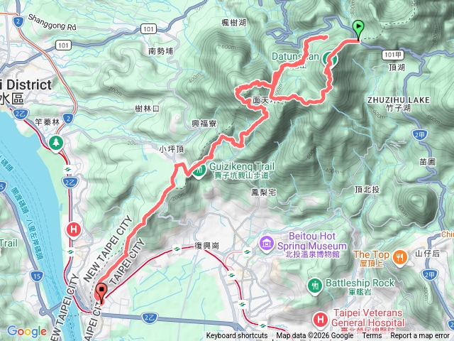2026臺北大縱走一二段逆走並探走陽明山尋印路線預覽圖