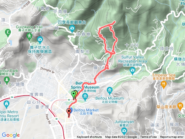 20211212新北投捷運站到中正山觀景平台