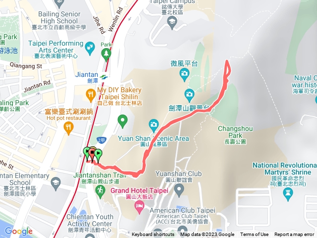 劍潭親山步道園山風景區登山口至五美