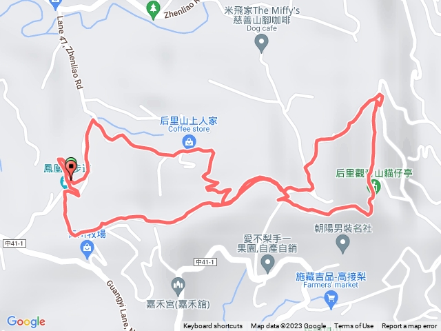 后里鳳凰山步道，鳳凰山農場民宿，福德正神，涼亭，慧亭，電塔，觀音山貓仔亭，觀景台，山上人家