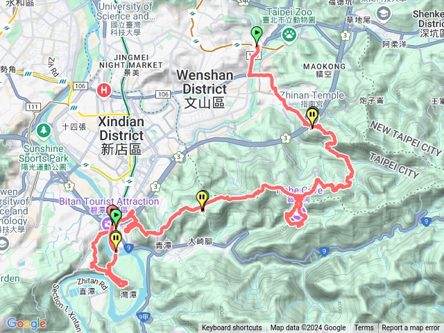 木柵站-政大-指南宮-貓空-銀河瀑布-待老坑山-小獅頭山-和美山-灣潭山-碧潭-新店站預覽圖