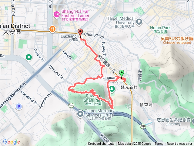 麟光捷運站＞富陽生態公園＞福州山公園＞六張犁捷運站