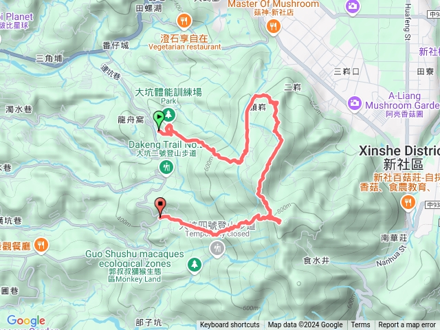 ［大坑步道］機車停車場1號5-1號5號頭嵙山3號座公車回1號步道停車場預覽圖