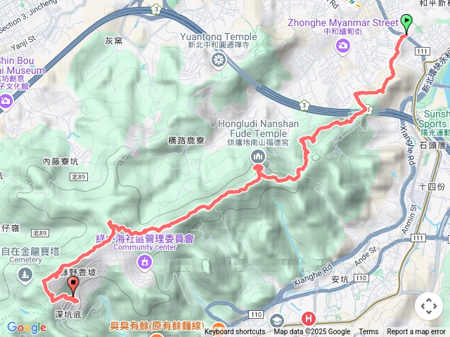 20250323外挖子山腰路線-石壁攀登路線-烘爐地土地公-南勢角山-青春嶺-三清宮-五尖山-文筆山-綠中海（獨行）