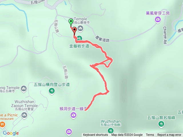 五指山觀音寺到一線天崩塌折返預覽圖