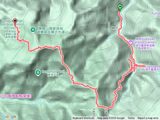 滿月園-滿東步道-拉卡山-東眼山（滿東縱走）
