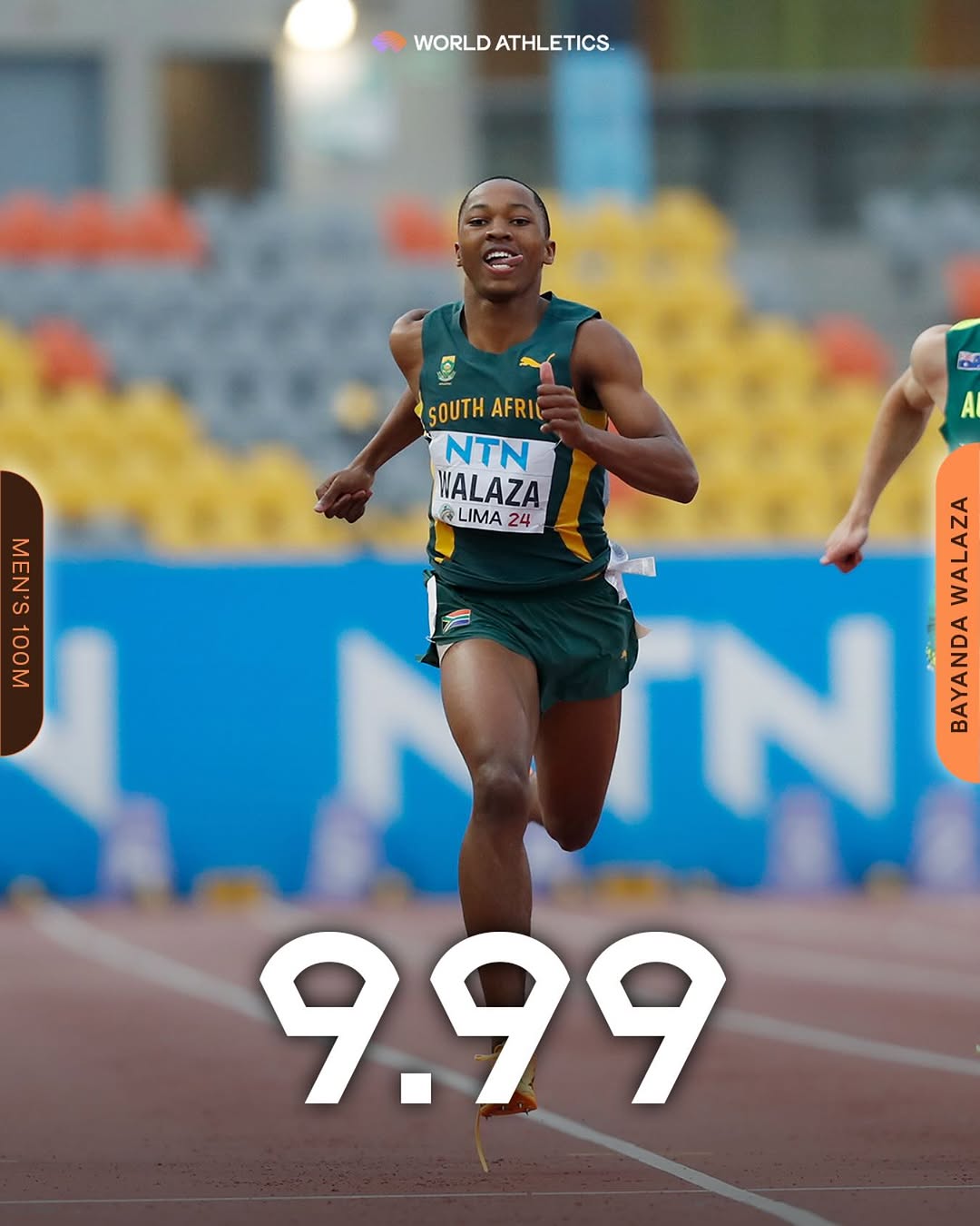 【賽事】19 歲南非少年 100 公尺寫 9.99 秒！成為本季首位突破 10 秒大關選手