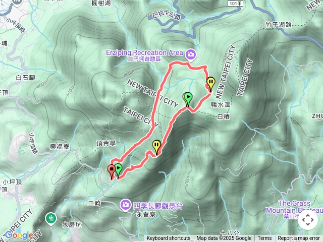 清天宮→大屯西南南峰→大屯西南峰→大屯西峰→二子坪公園→清天宮