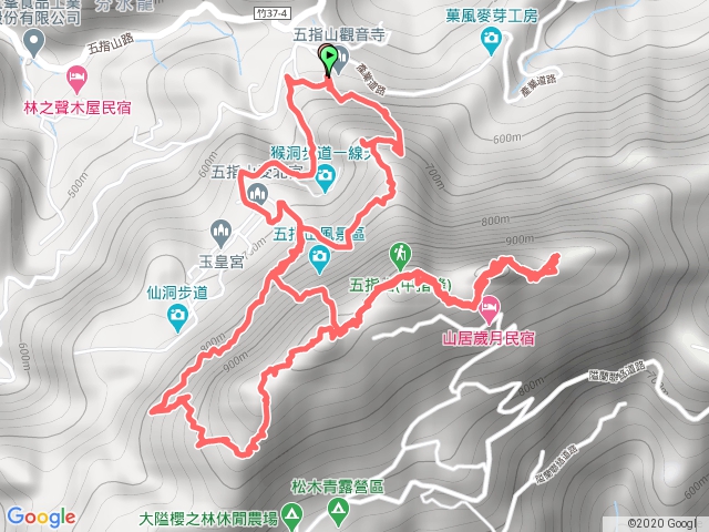 猴洞步道、一線天、五指山全稜