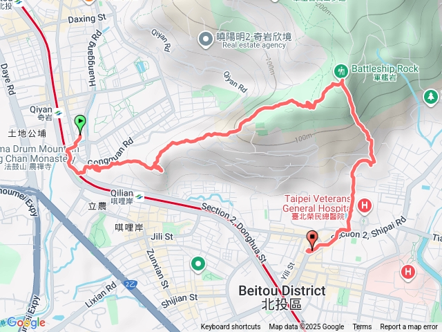 東華山、奇岩山、唭哩岸山、軍艦岩下榮總預覽圖