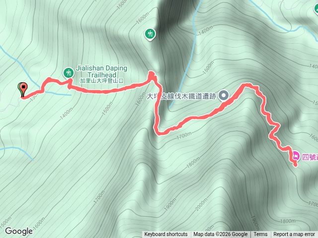 加里山大坪林道登山口-避難小屋