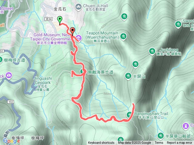 黃金博物館-黃金神社-無敵海景步道-草山戰備道-半屏山登山預覽圖