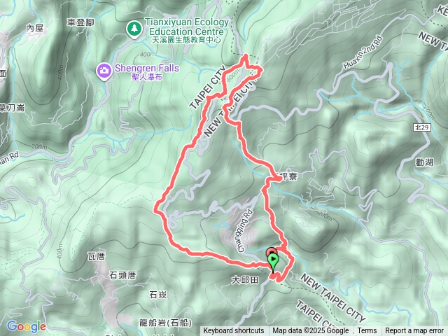 興善宫-小溪瀑布-五指山-西峰-梅花山-南峰-碧山-白石湖山-東峰-大邱田山-消防山O型