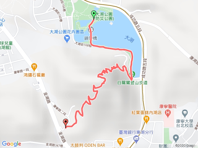 大湖公園-白鷺絲山-金龍路登山路口