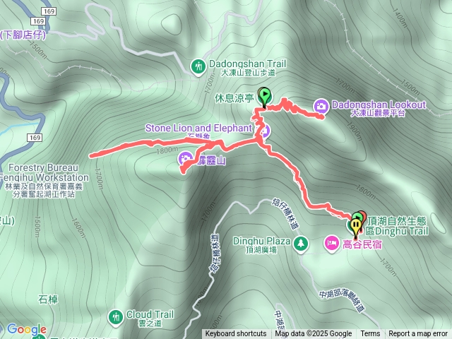 大凍山（頂湖上）霹靂山回頭嶺