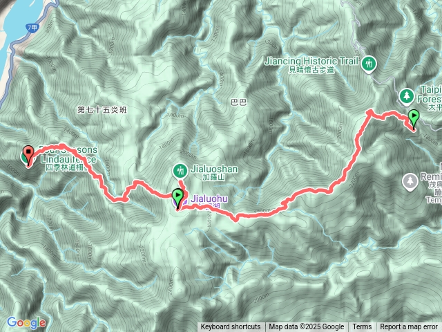 太平山縱走加羅湖(太加縱走)，太平山莊，鎮安宮，太加登山口，檜木營地，多門山，太平池，多望池，太極池，加羅湖，偉蛋池，豪邁池，加羅山，神木登山口，四季林道閘門