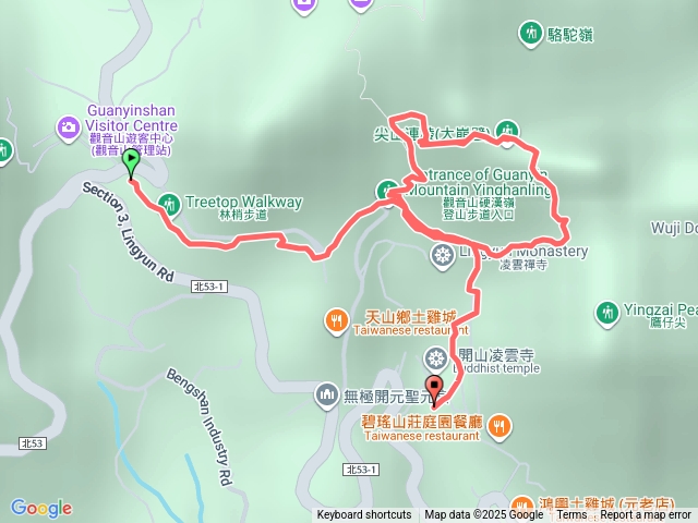 觀音山林梢步道與大崩壁(小環型路線)