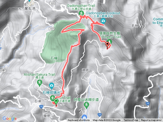 頂石槕-樂野山-霹靂山-多林檢查所（午休2小時）-大凍山-頂湖停車塲