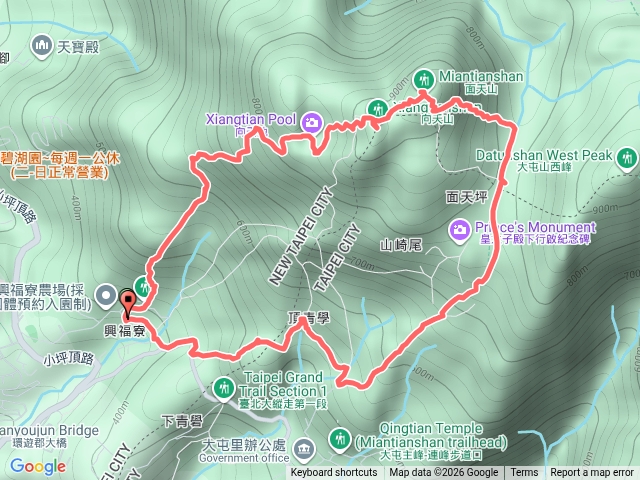 雙北地區北投.淡水郊山行程：興福寮上向天池O型縱走。(興福寮真聖宮.興福寮步道.向天池火口湖.向天山.面天山.面天坪.頂菁礐古道.興福寮真聖宮)預覽圖