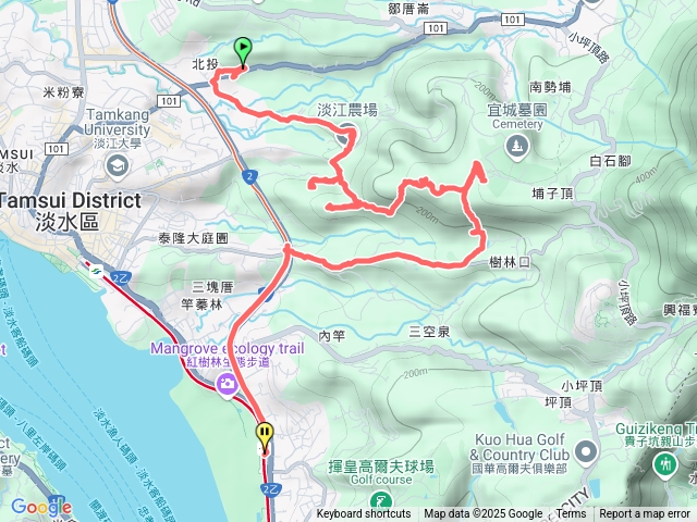2025-02-15富群休閒農園-庄仔內虎頭山-興華坑山-滬尾櫻花大道(鄧公路)-輕軌淡金鄧公站