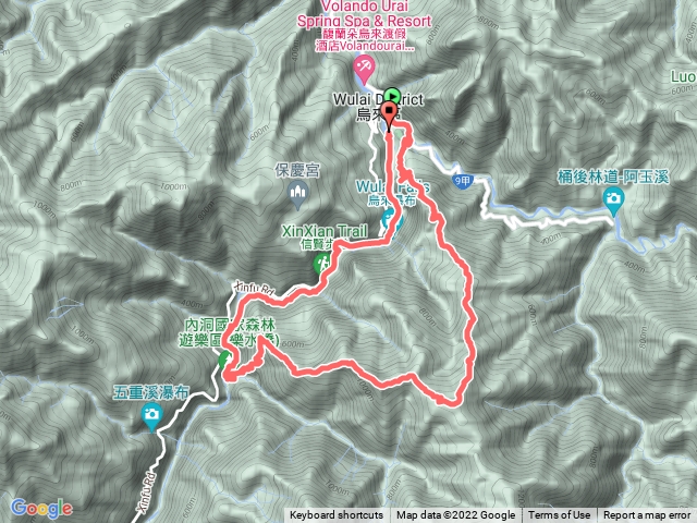 大刀山、拉樸山、大保克山、大保克西峰、內洞瀑布群O型