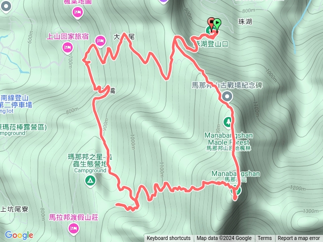 馬那邦山O型：珠湖登山口-三角點-上湖登山口