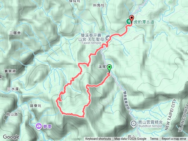 20260913雙溪-埤頭吳家大厝-豎旗山東北稜-北稜-豎旗山-西北稜-藤寮坑古道-鯊魚岩洞-溪尾寮古道-和平橋-壽山宮-虎豹潭
