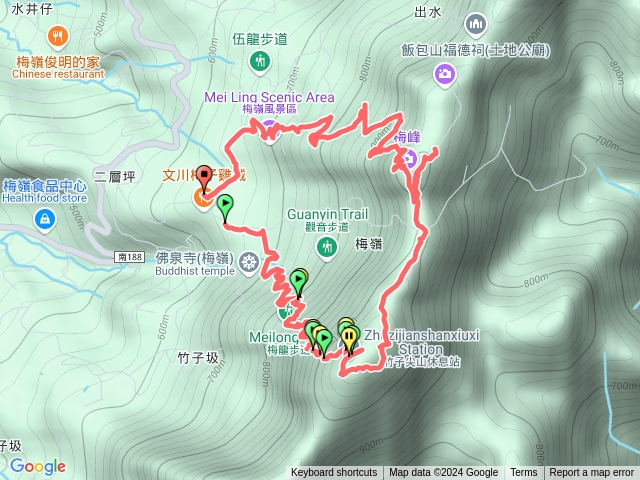 梅龍步道竹仔尖山三角點梅峰頂梅峰古道二層坪O型縱走預覽圖