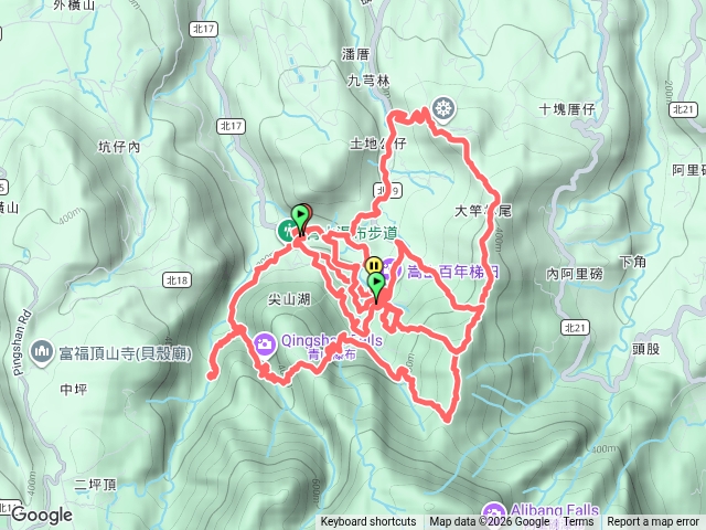 20260919九芎林山西北峰~九芎林山~土地公嶺~尖山湖養鱒場~尖山湖步道~青山瀑布~老梅冷泉~出青山瀑布步道O型+法主公登山口~土地公嶺~土地公嶺古道口O型+嵩山百年梯田亂亂走預覽圖