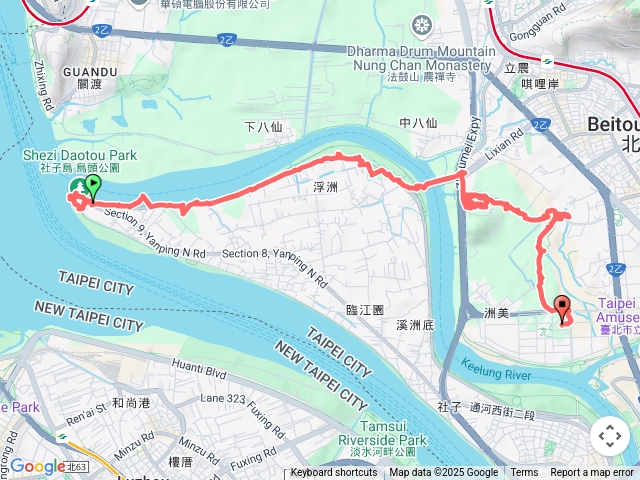 社子島頭公園走北投舊雙溪河步道