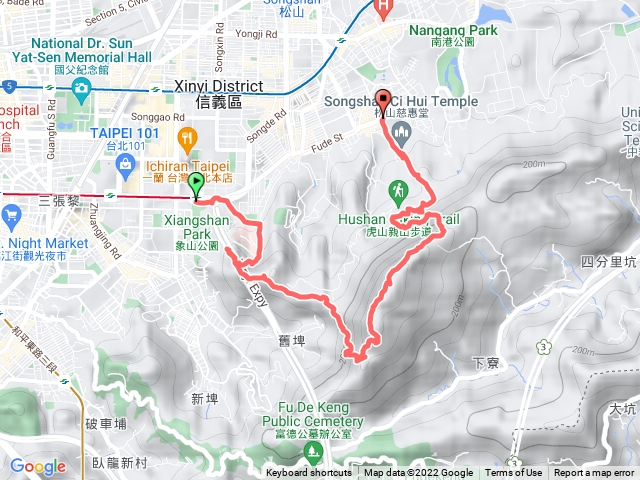2022-07-07 捷運象山站→煙火平台→象山峰→拇指山→南港山南峰→南港山→九五峰→黃蟬園→三清宮百年大榕樹→慈惠堂