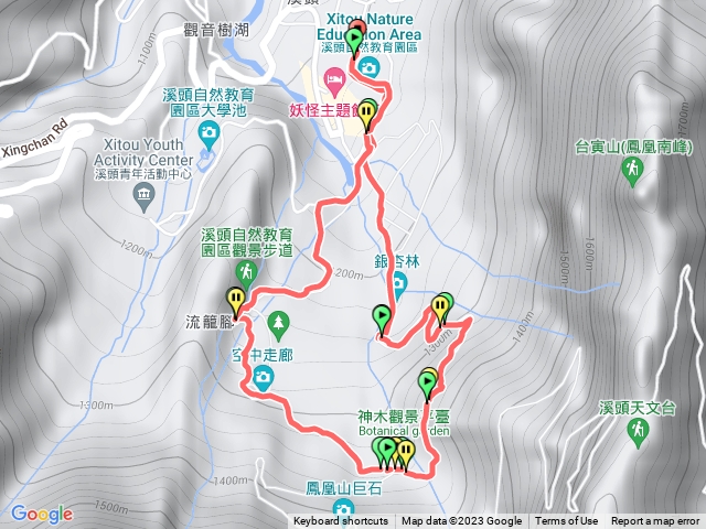 溪頭神木林道(左上右下經林間遊憩區、大草坪)