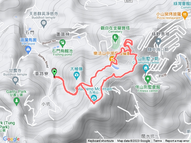 石門路70號登山口-直上山中湖-直上文筆山-將軍嶺-天上山縱走-五城山- 直下回70號登山口