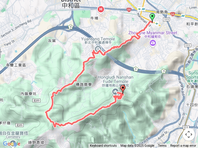 南勢角-圓通禪寺-玉皇宮-彩蝶社區-青春嶺-南勢角烘爐地福德宮