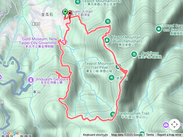 勸濟堂-茶壺山-半屏山-地質公園-黃金神社，黃金博物館回勸濟堂