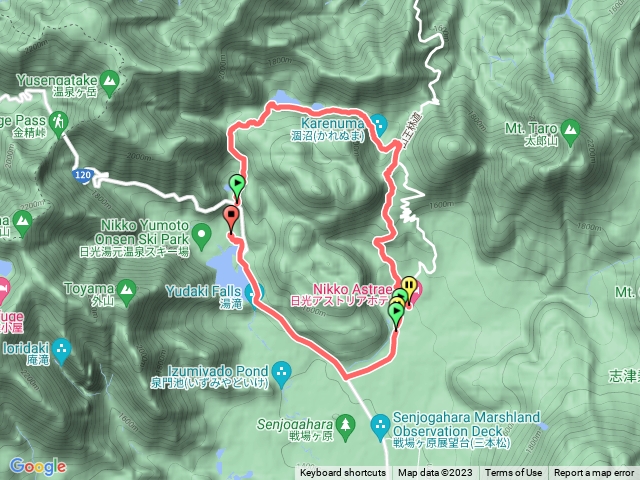 湯元-刈込湖-切込湖-涸沼-山王峠-光德