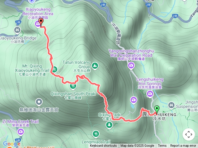 冷水坑上七星山，東峰主峰小油坑下
